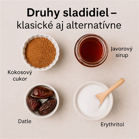 Ilustrácia rôznych alternatívnych sladidiel