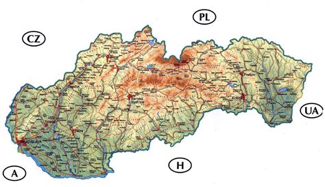 Mapa Slovenska s vyznačenými okresnými súdmi