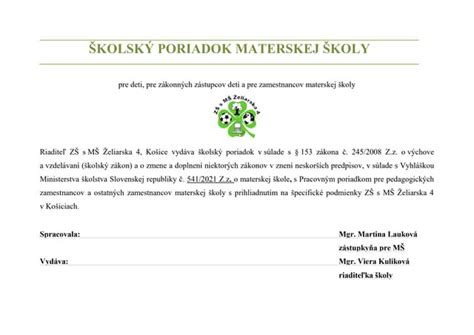 Školský poriadok materskej školy