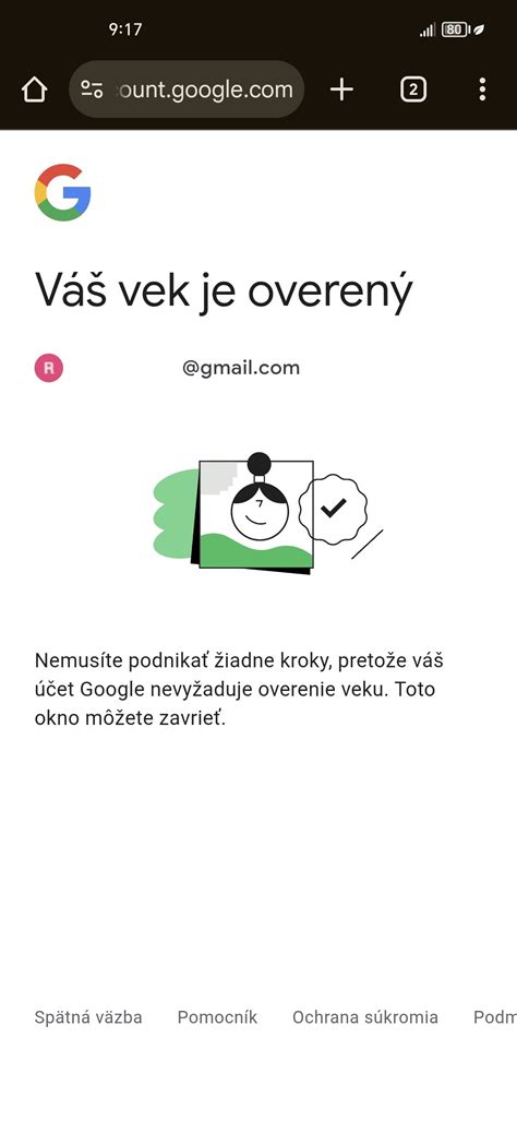 Ilustrácia procesu overenia veku na Google