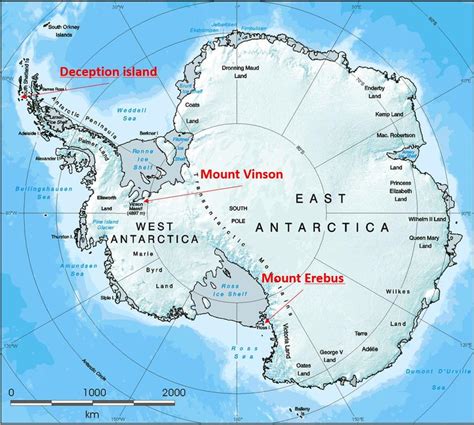 Mapa Antarktídy s vyznačeným Ellsworthovým pohorím