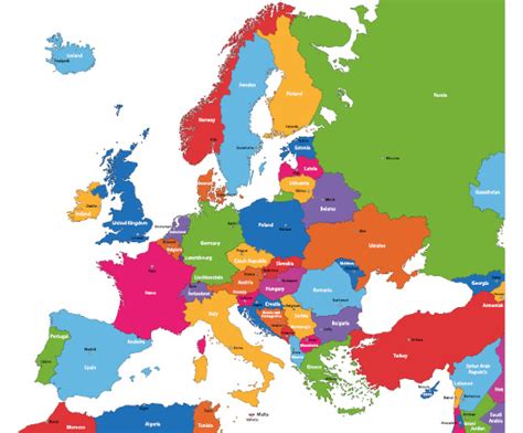 mapa Európy s vyznačením Slovenska a Košíc