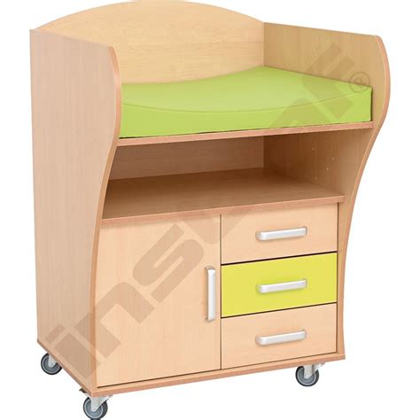 Schéma prebaľovacieho pultu s vaničkou a kolieskami