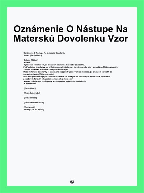 Nástup na materskú dovolenku