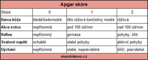 Infografika znázorňujúca Apgar skóre