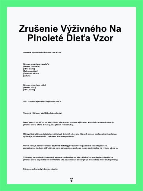 proces zrušenia výživného na plnoleté dieťa