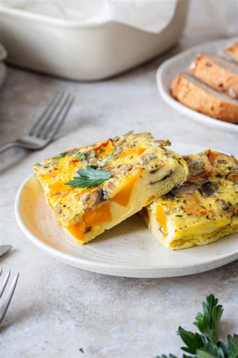 frittata s tekvicou a šampiňónmi