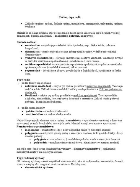 Infografika zobrazujúca rôzne typy rodín