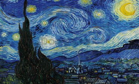 Vincent van Gogh, Hviezdna noc, detail obrazu