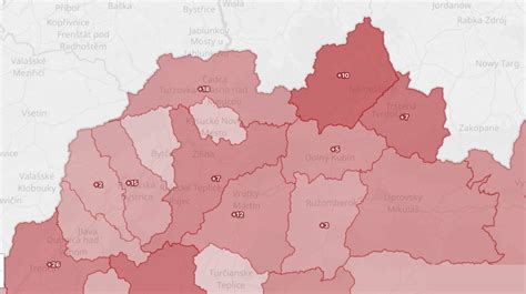Mapa Kysúc s vyznačenými obcami Turzovka, Korňa, Klokočov, Olešná