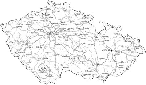 Mapa Českej republiky s vyznačeným Brnom