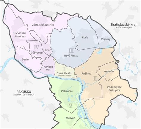 Mapa Bratislavy s vyznačenými lokalitami