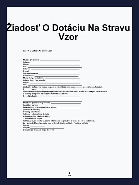 Žiadosť o dotáciu na stravu