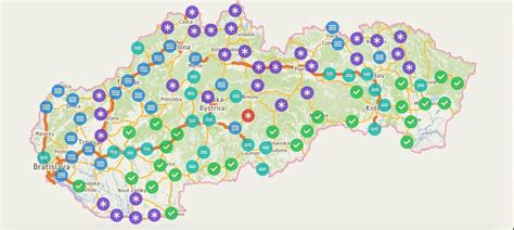 Mapa ukazujúca obľúbené destinácie pre rodinné výlety
