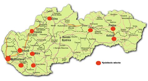 Mapa s vyznačenými oddeleniami dokladov PZ SR
