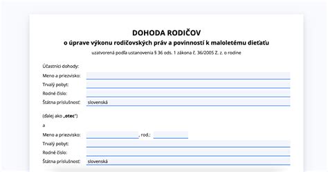 Schéma práv a povinností rodičov po rozvode
