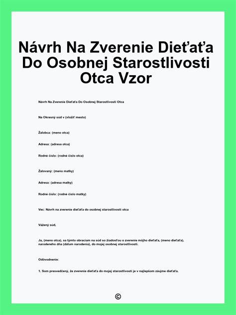 Formulár návrhu na zverenie dieťaťa do náhradnej starostlivosti