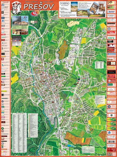 Mapa Prešova s vyznačenými materskými školami a jaslami