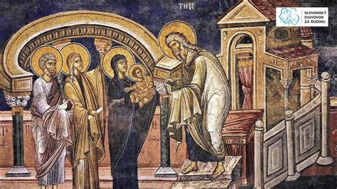 Simeon drží dieťa Ježiša v chráme