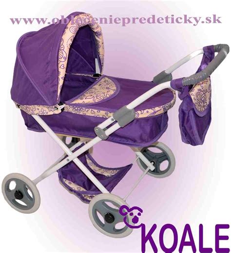 Fialový hlboký kočík pre bábiku s plastovou vaničkou