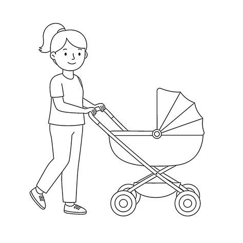 Ilustrácia rodiny s kočíkom
