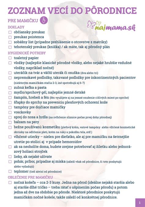 zoznam vecí do pôrodnice pre bábätko
