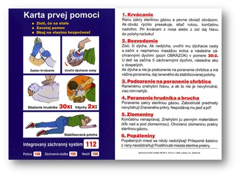 Infografika s postupmi prvej pomoci pri rôznych úrazoch