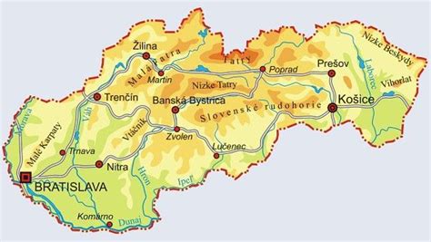 mapa Slovenska s vyznačenou Nitrou