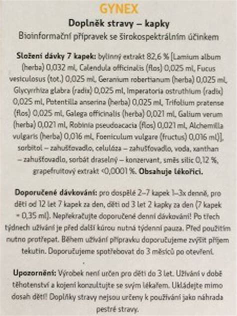 Zloženie kvapiek Gynex