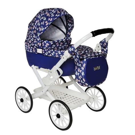 Hlboký kočík pre bábiky modrý