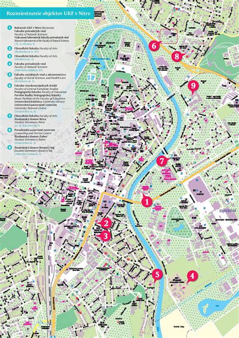 Mapa okolia Hurbanova s vyznačenými pamiatkami