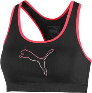 Dámska športová podprsenka Puma v čierno-ružovej barvevné variante